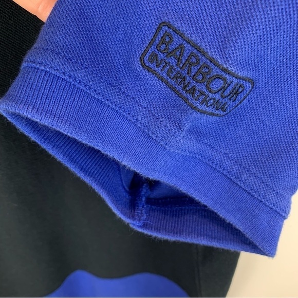 Barbour sz L Men’s Blue Black Polo Short Sleeve Shirt Preppy Golf Tennis Casual - Picture 5 of 8